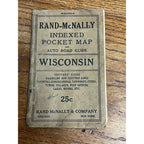 Vintage 1918 Rand-McNally Wisconsin Pocket Map Indexed County & Shippers Guide