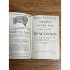 Vintage 1918 Rand-McNally Wisconsin Pocket Map Indexed County & Shippers Guide