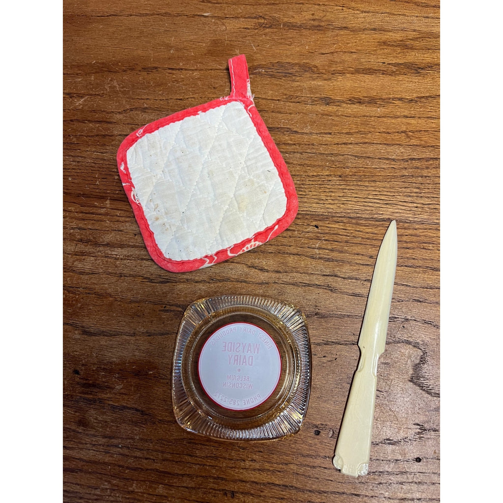 Vintage Wayside Dairy Farm Milk Advertising Ashtray & Opener Belgium Wis WI