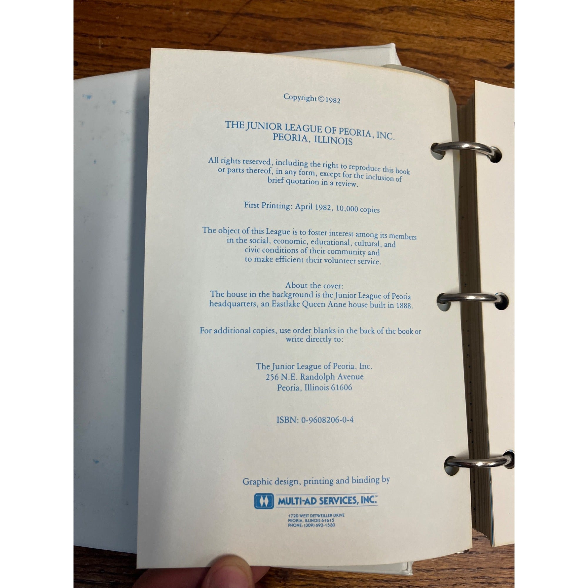 Vintage Pride of Peoria Illinois Recipes & Reminiscences Cook Book Binder 1982