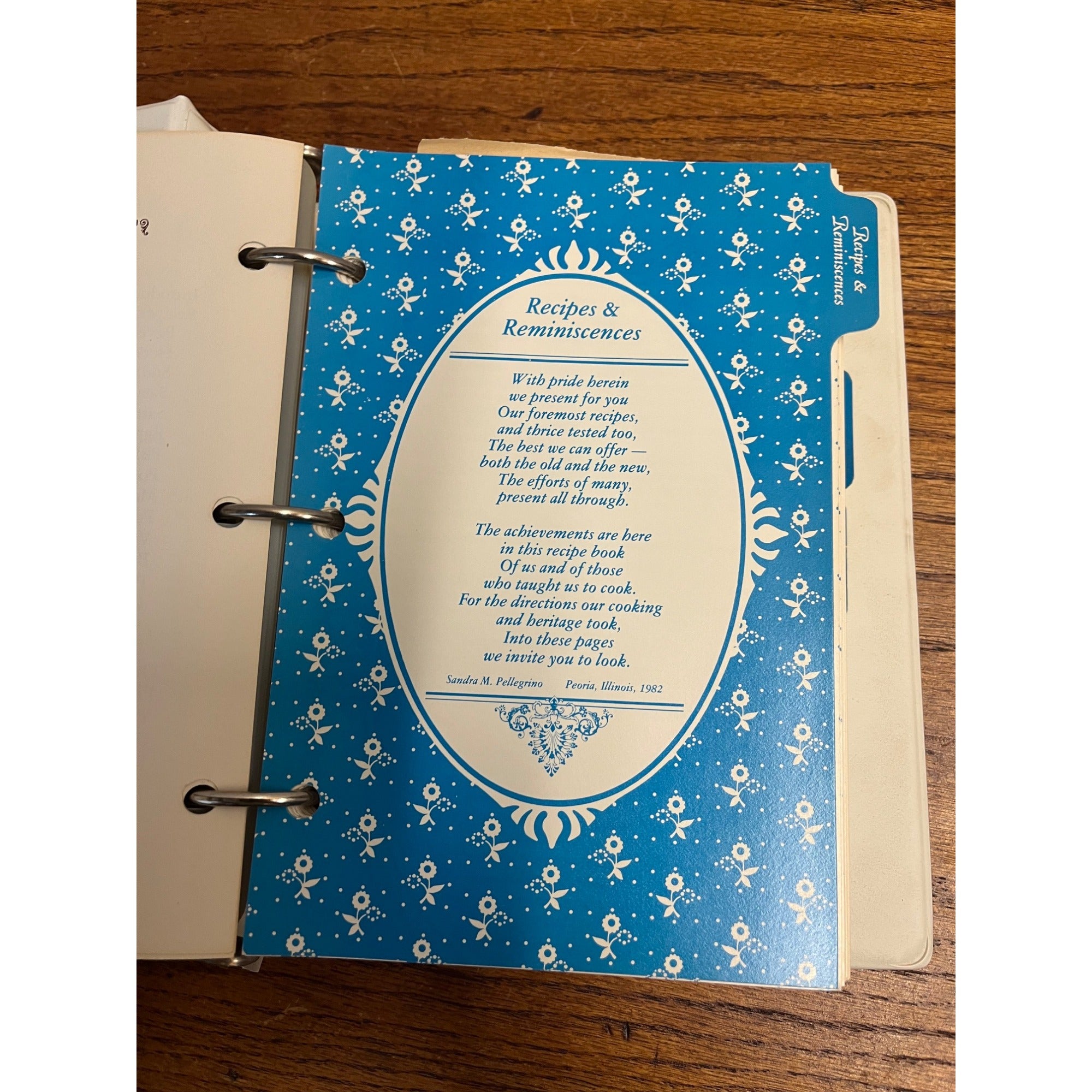 Vintage Pride of Peoria Illinois Recipes & Reminiscences Cook Book Binder 1982