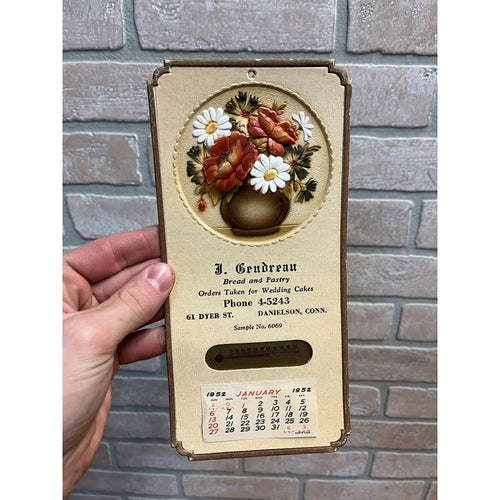 Vintage 1952 Gendreau Bakery Wedding Cake Advertising Calendar Sign Danielson CT
