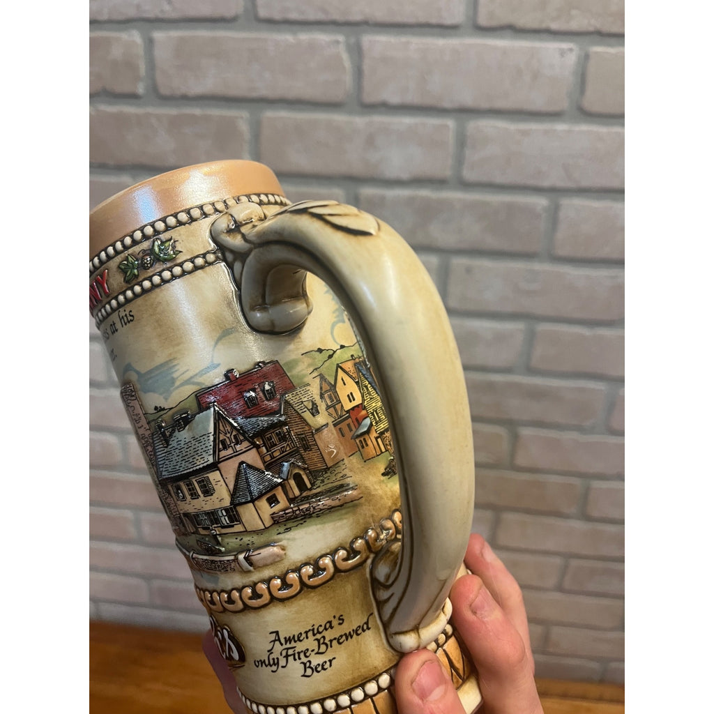 Vintage Stroh’s Beer Stein Mug German Brewery Advertising Stoneware Tankard Germany