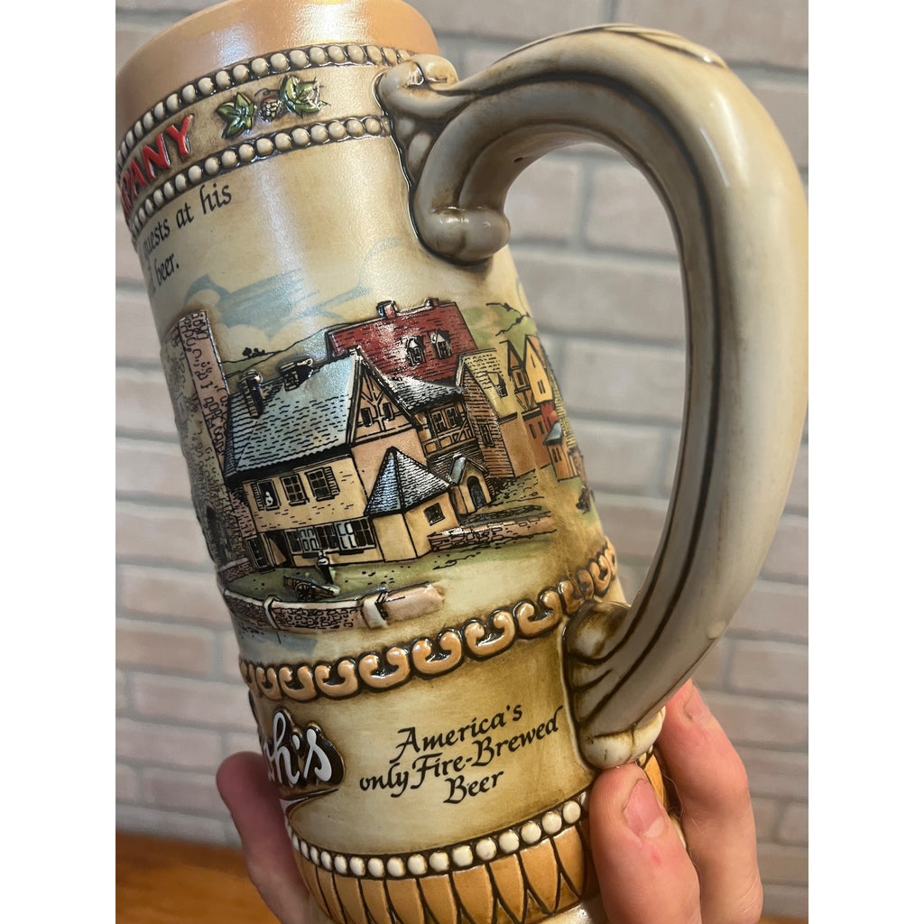 Vintage Stroh’s Beer Stein Mug German Brewery Advertising Stoneware Tankard Germany