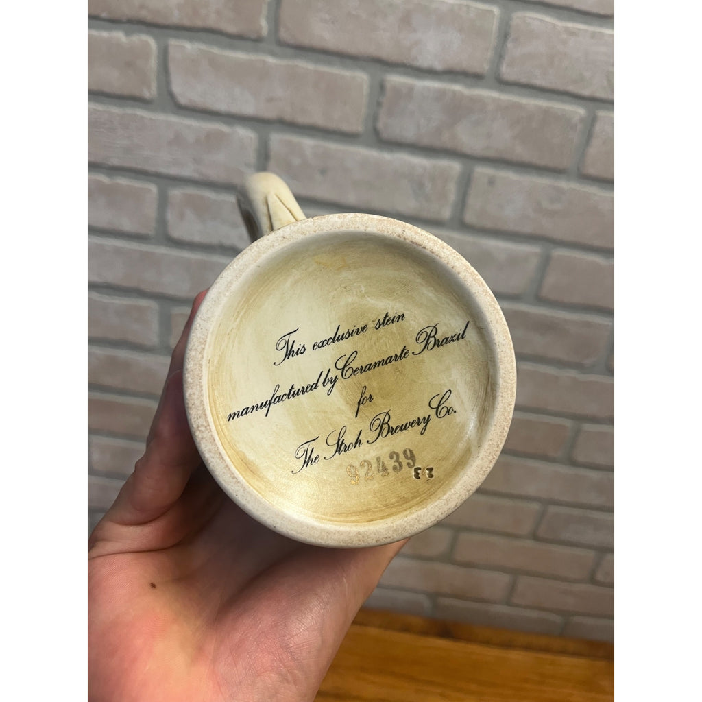 Vintage Stroh’s Beer Stein Mug German Brewery Advertising Stoneware Tankard Germany