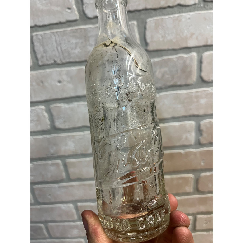 John Graf Milwaukee Art Deco 1920s Soda Bottle Embossed Glass 7-1/2oz