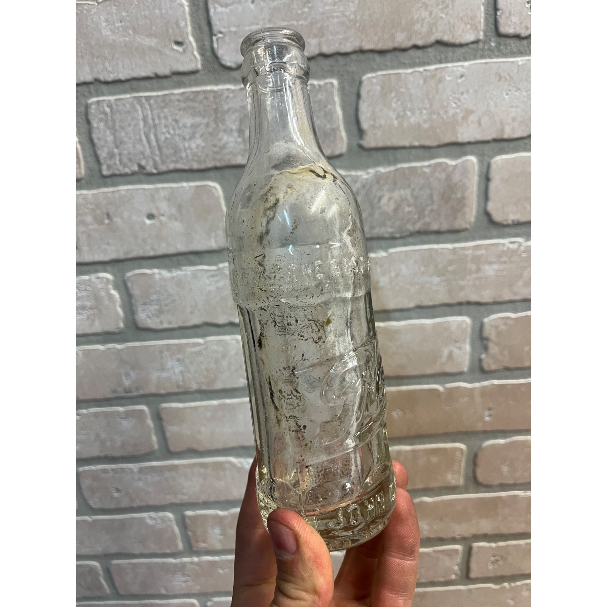 John Graf Milwaukee Art Deco 1920s Soda Bottle Embossed Glass 7-1/2oz