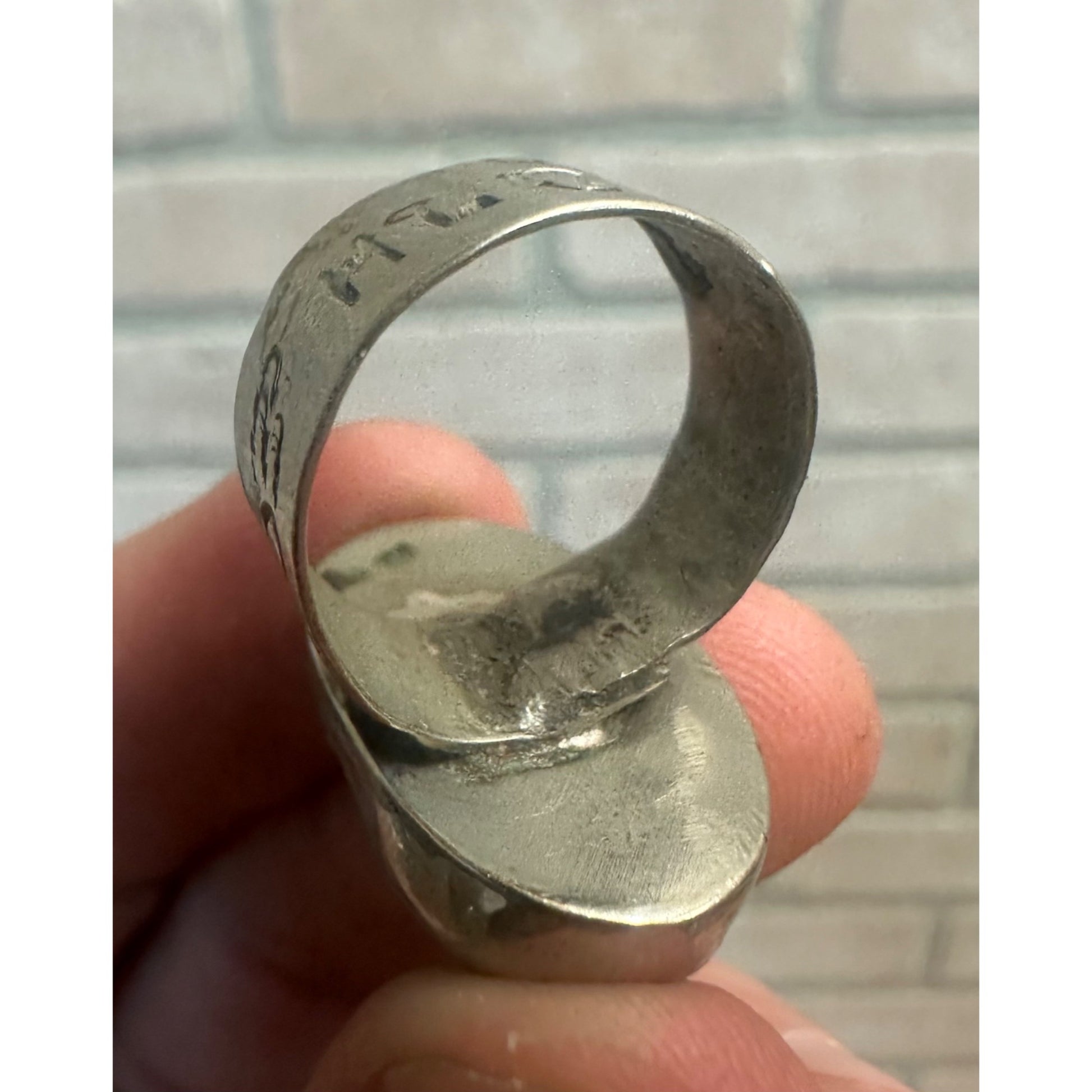 Vintage Navajo Sterling Silver Men's Ring Natural Turquoise Size 7.5 Signed