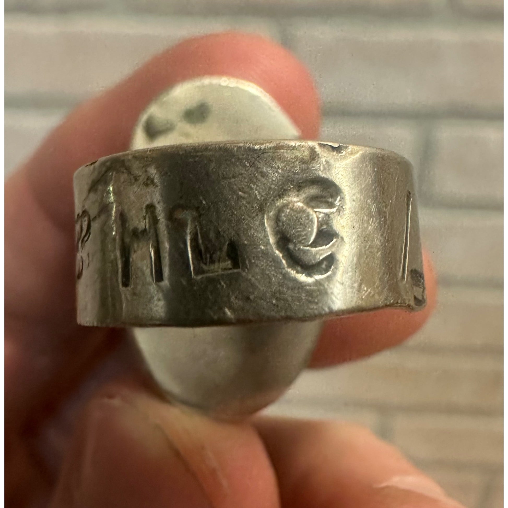 Vintage Navajo Sterling Silver Men's Ring Natural Turquoise Size 7.5 Signed