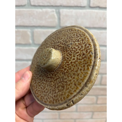 Antique Primitive Speckled Stoneware Preserves Jar Lid Cover Crock Snuff