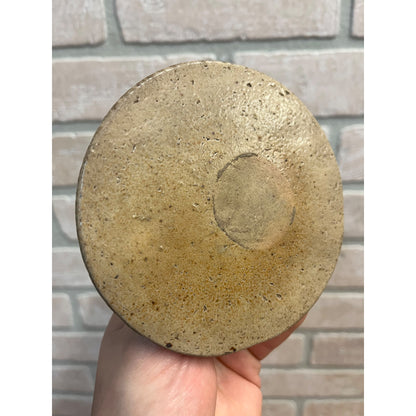 Antique Primitive Speckled Stoneware Preserves Jar Lid Cover Crock Snuff