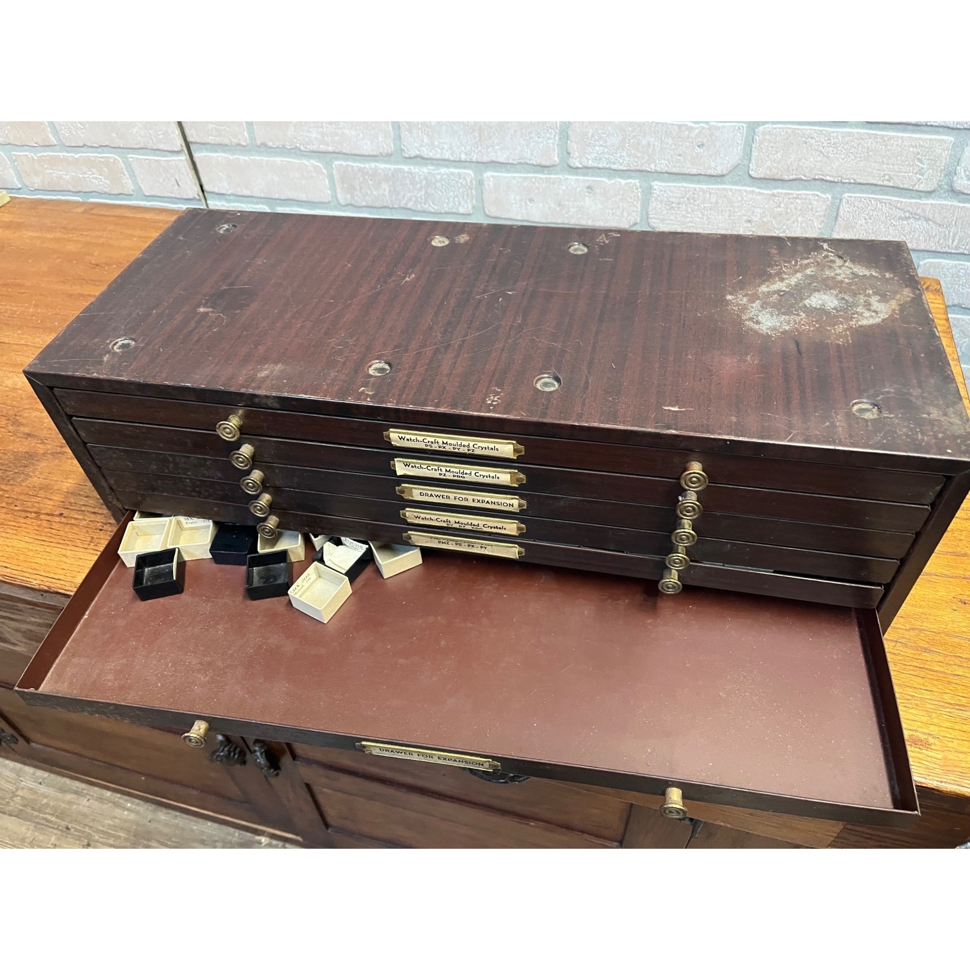 Antique 1930s Metal 6-Drawer Storage Cabinet Watch Parts Apothecary Machinist