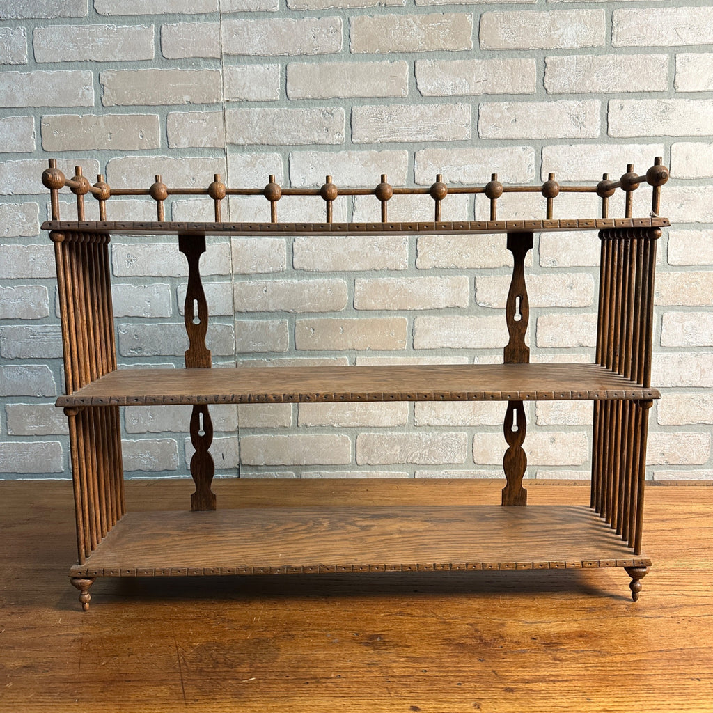Beautiful Antique Victorian Oak Stick and Ball Open Shelf Ornate