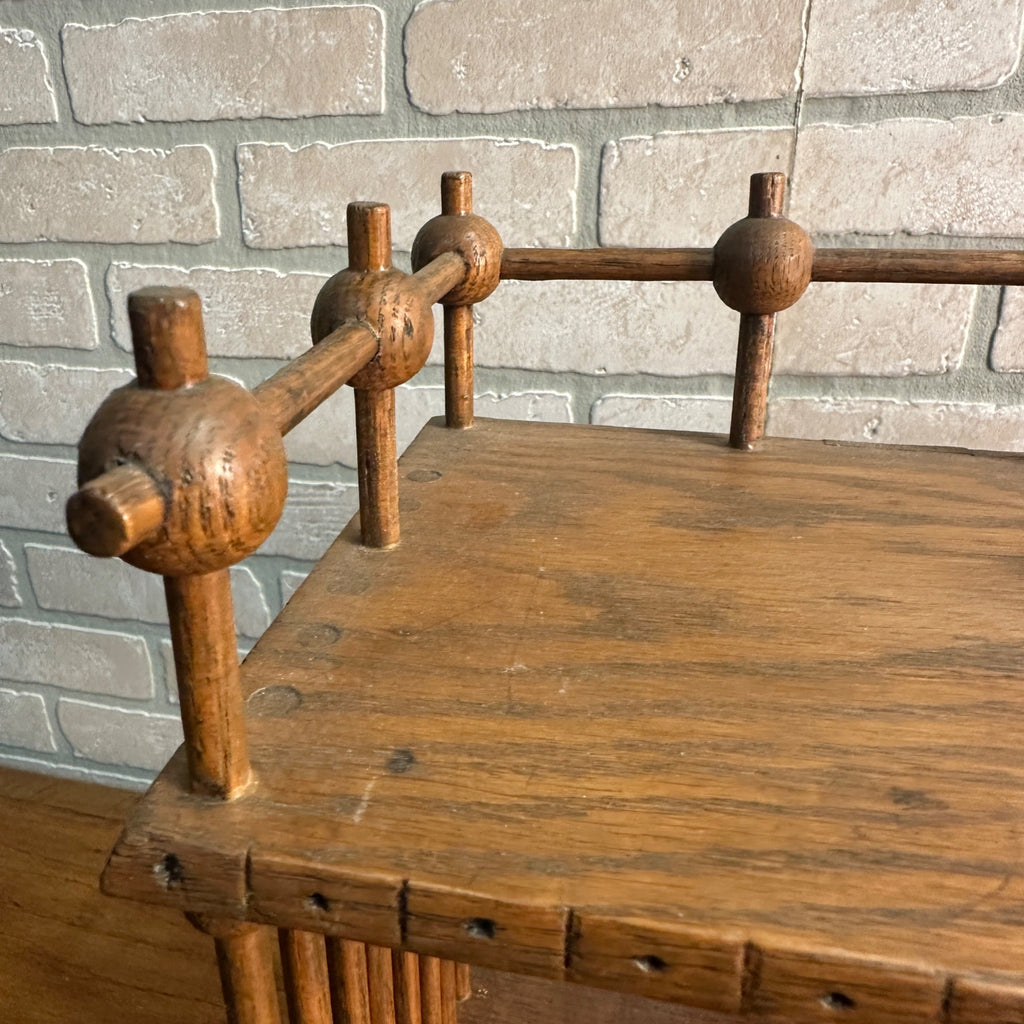 Beautiful Antique Victorian Oak Stick and Ball Open Shelf Ornate