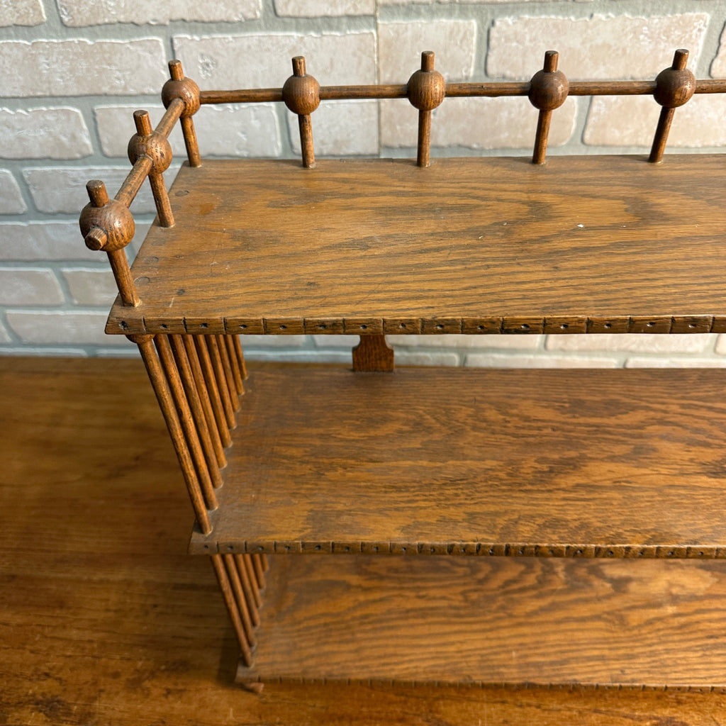 Beautiful Antique Victorian Oak Stick and Ball Open Shelf Ornate