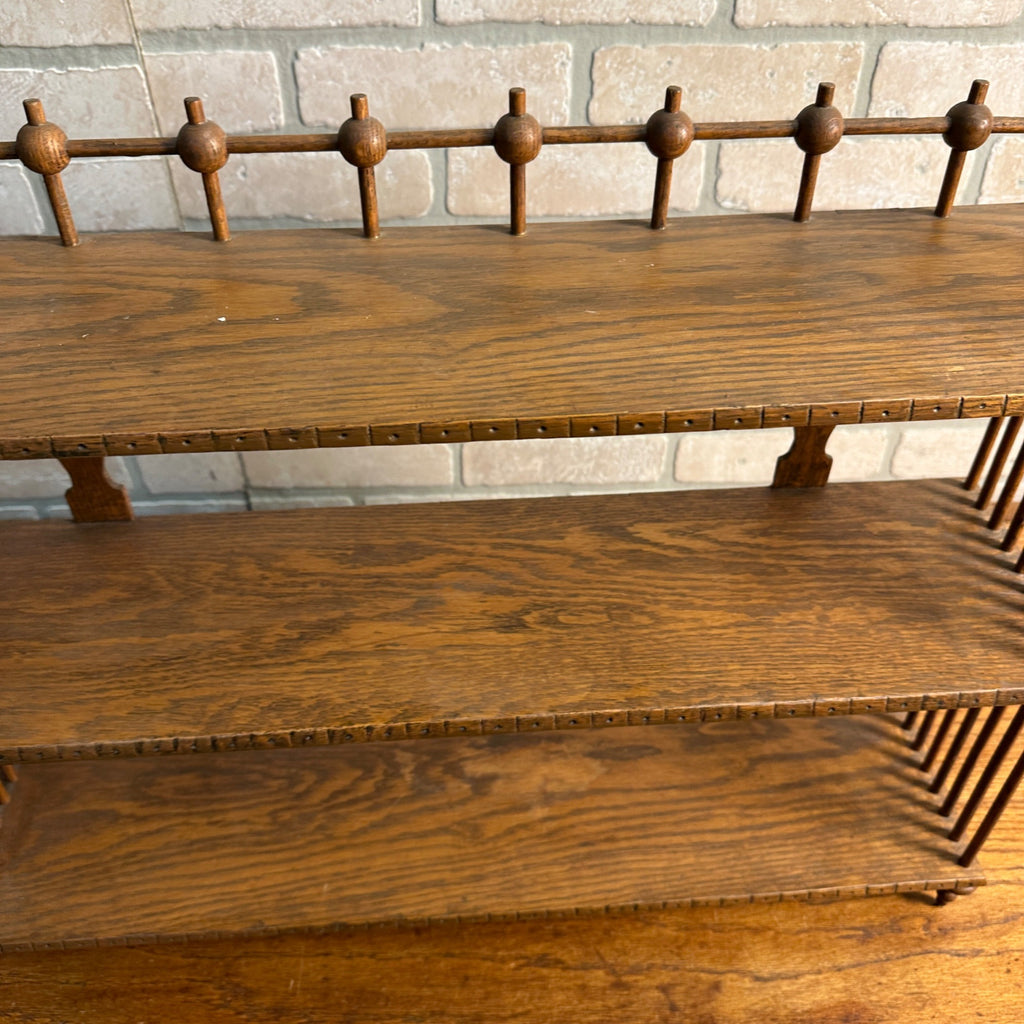Beautiful Antique Victorian Oak Stick and Ball Open Shelf Ornate