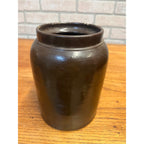 Antique Primitive Stoneware Albany Slip Food Preserve Storage Crock Jar Farmhouse Country Decor