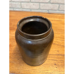 Antique Primitive Stoneware Albany Slip Food Preserve Storage Crock Jar Farmhouse Country Decor