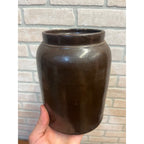 Antique Primitive Stoneware Albany Slip Food Preserve Storage Crock Jar Farmhouse Country Decor