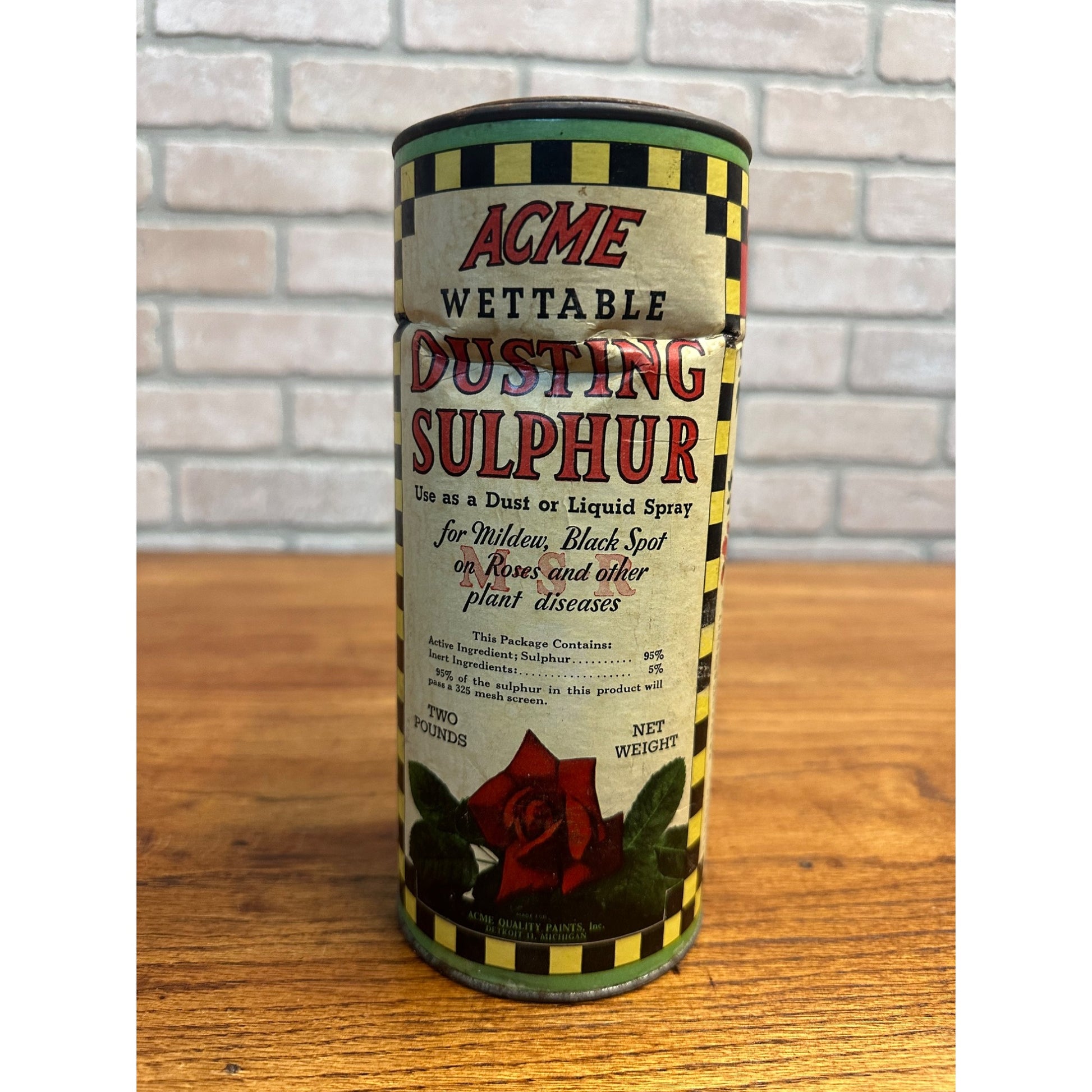 Vintage ACME Wettable Dusting Powder Detriot Flower Rose Advertising Can