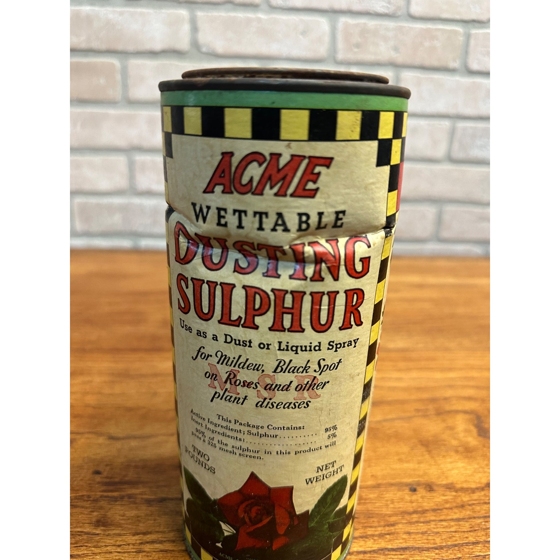 Vintage ACME Wettable Dusting Powder Detriot Flower Rose Advertising Can