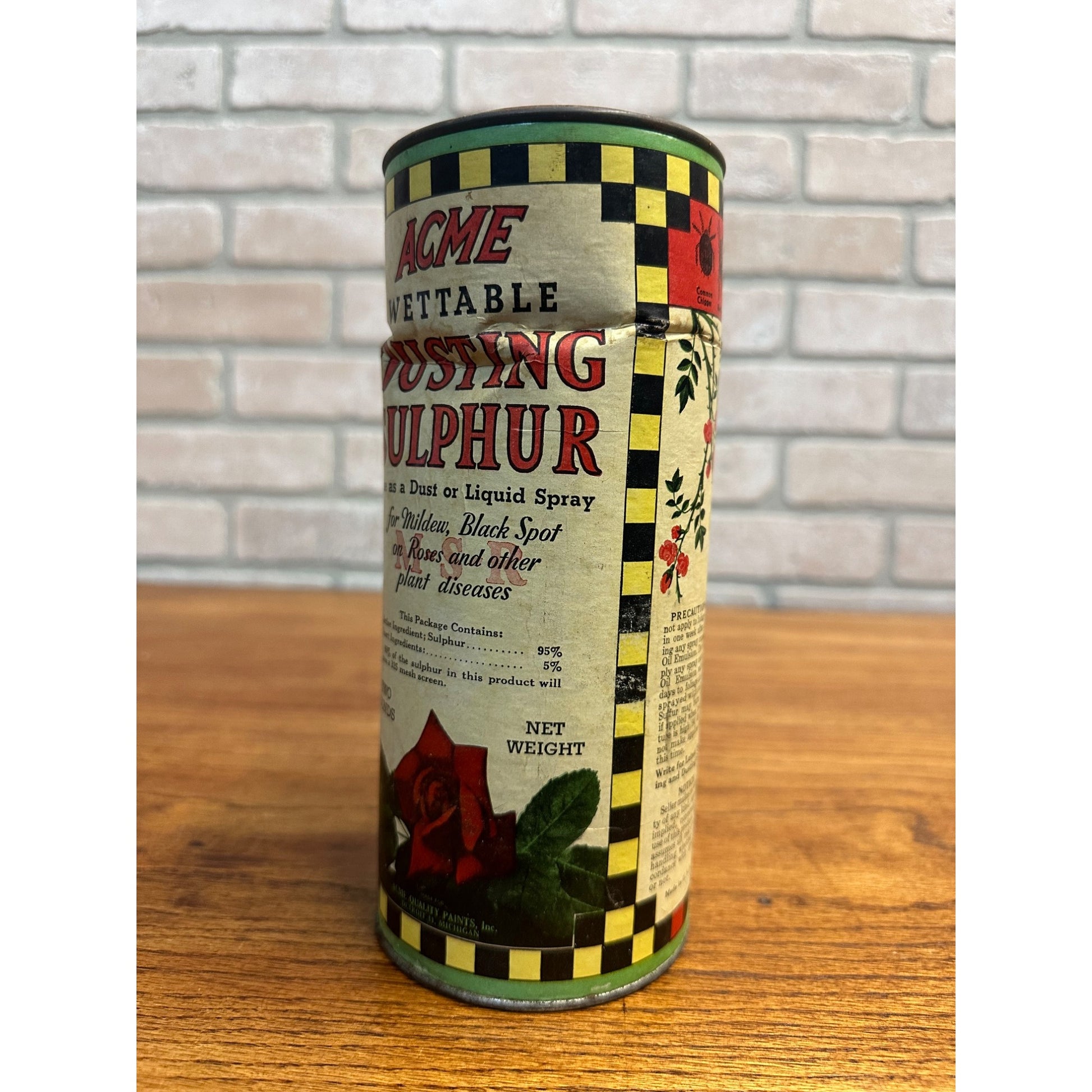Vintage ACME Wettable Dusting Powder Detriot Flower Rose Advertising Can