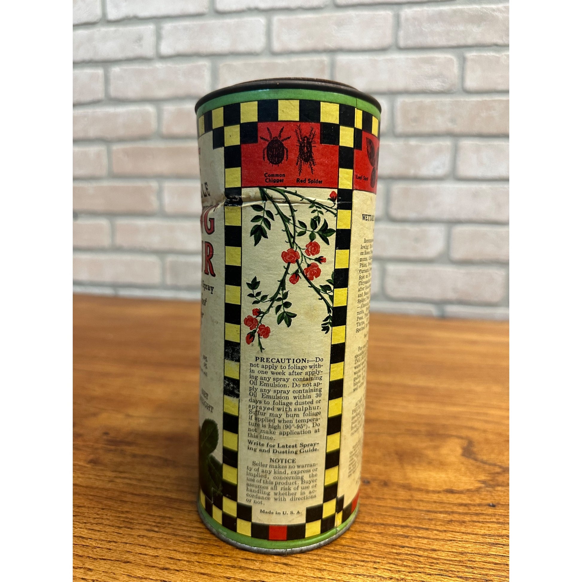 Vintage ACME Wettable Dusting Powder Detriot Flower Rose Advertising Can