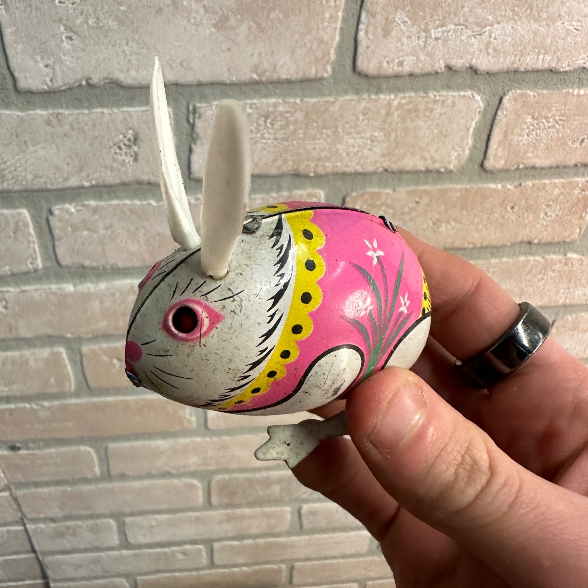 Vintage Lot Tin China Toys Jumping Rabbit Goose Dog Cart Duck Pulling Barrow