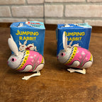 Vintage Lot Tin China Toys Jumping Rabbit Goose Dog Cart Duck Pulling Barrow