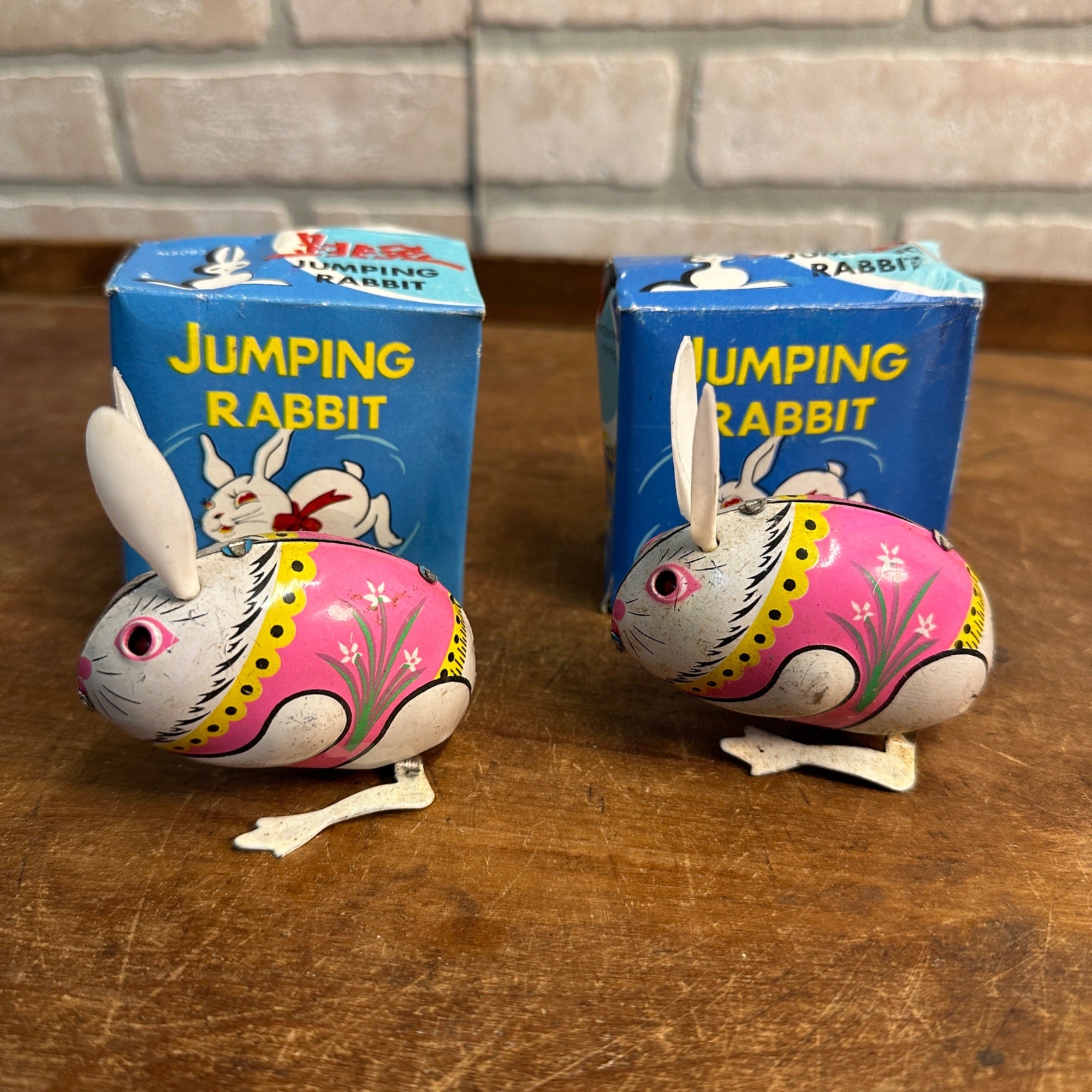 Vintage Lot Tin China Toys Jumping Rabbit Goose Dog Cart Duck Pulling Barrow