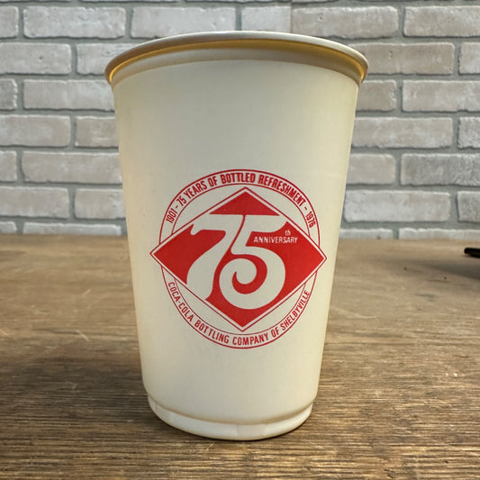 Coca Cola 75th Anniversary 1976 Plastic Soda Cup Shelbyville SOLO