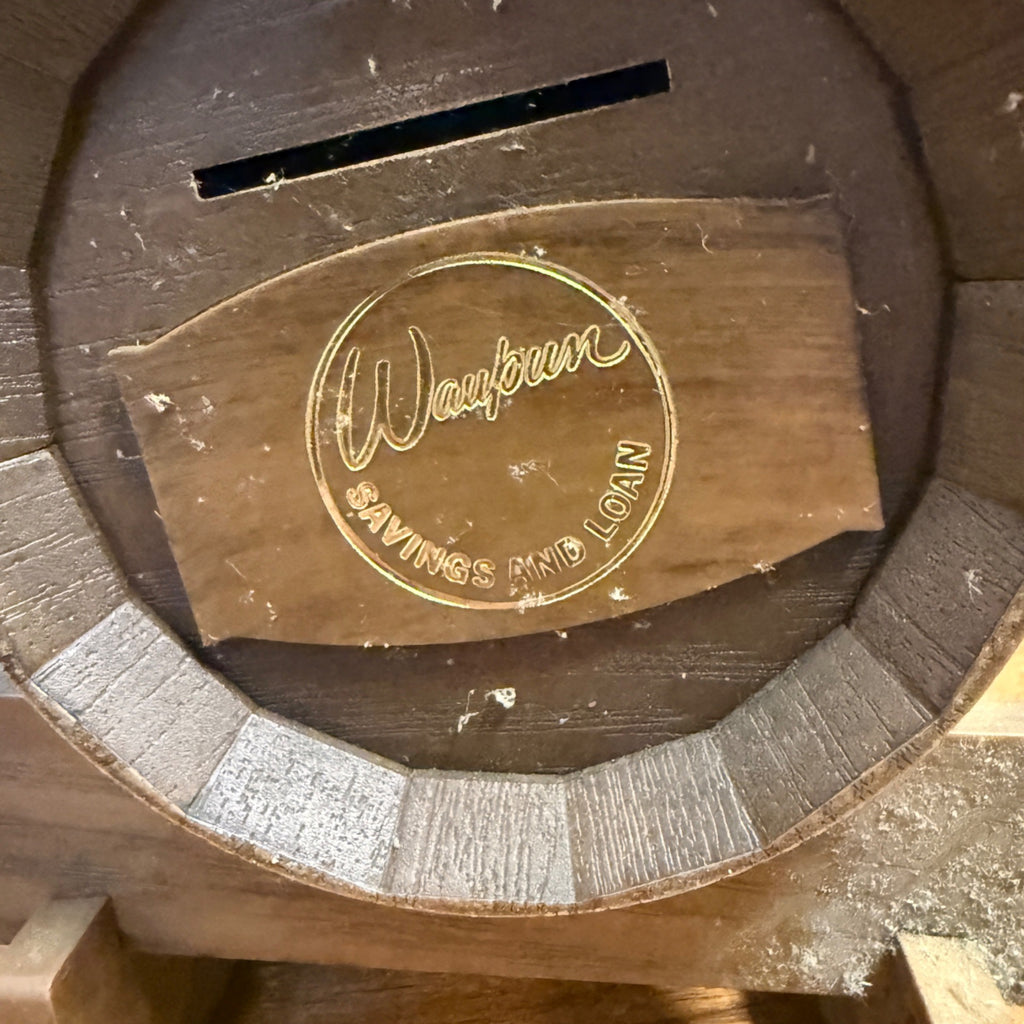Vintage Waupun Wis Savings & Loan Barrel Bank Money Saver