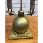 Antique Neoclassical Art Deco Gold Double Table Lamp W Figural Base Parts Repair