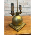 Antique Neoclassical Art Deco Gold Double Table Lamp W Figural Base Parts Repair