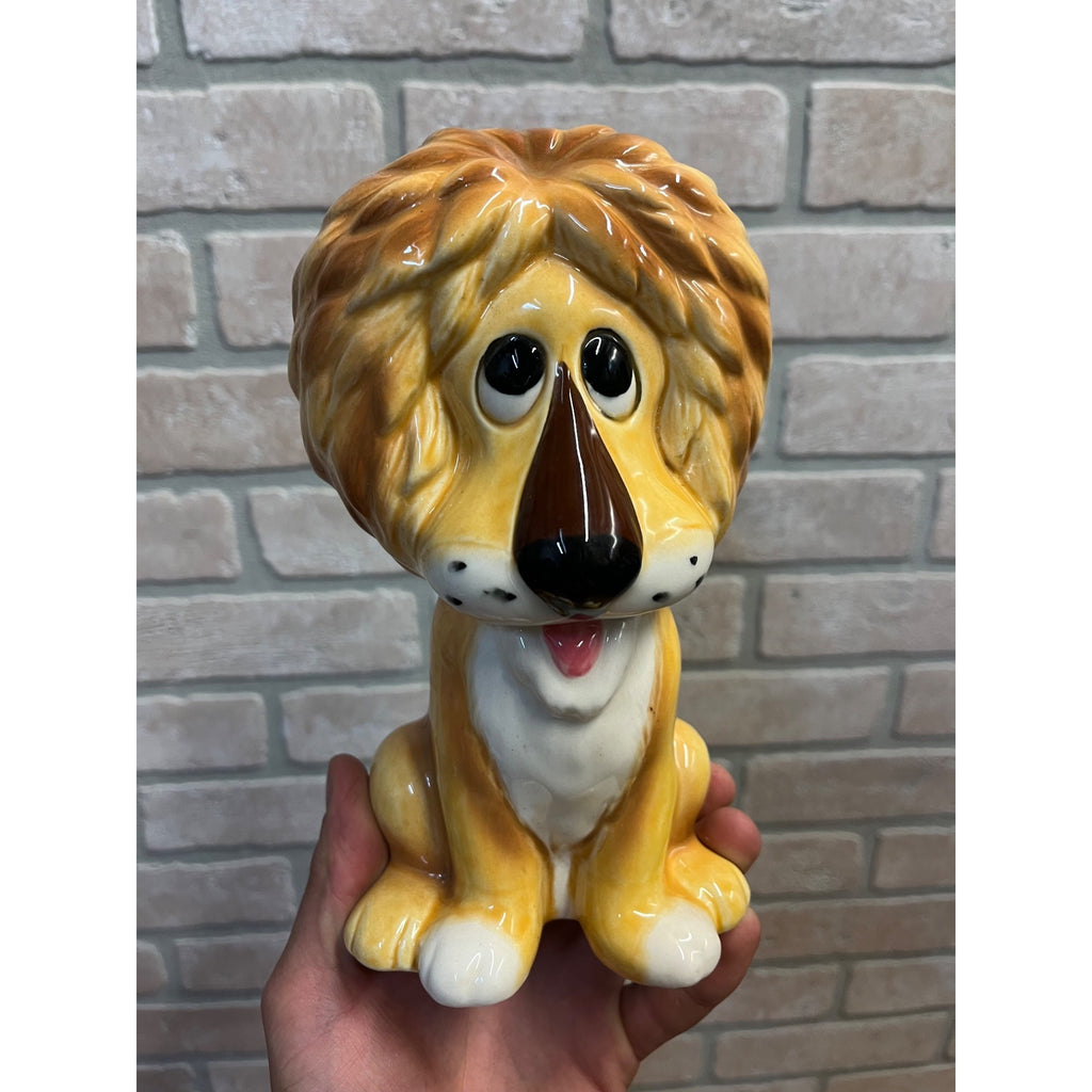 Vintage Glazed Ceramic Lion Piggy Bank Made in Japan Circa 1965 Savings Bank