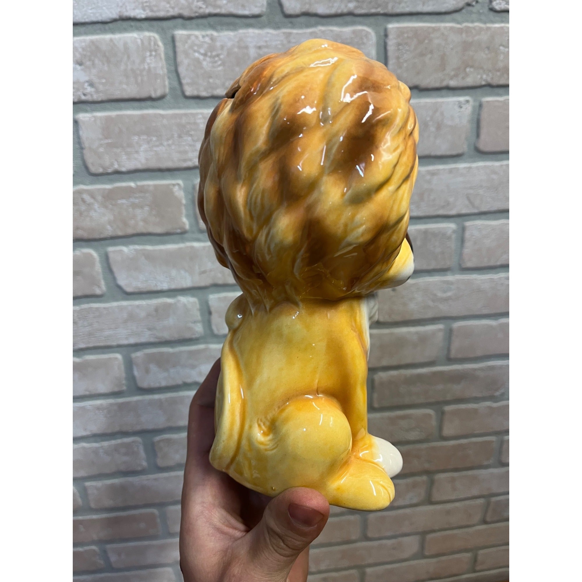 Vintage Glazed Ceramic Lion Piggy Bank Made in Japan Circa 1965 Savings Bank