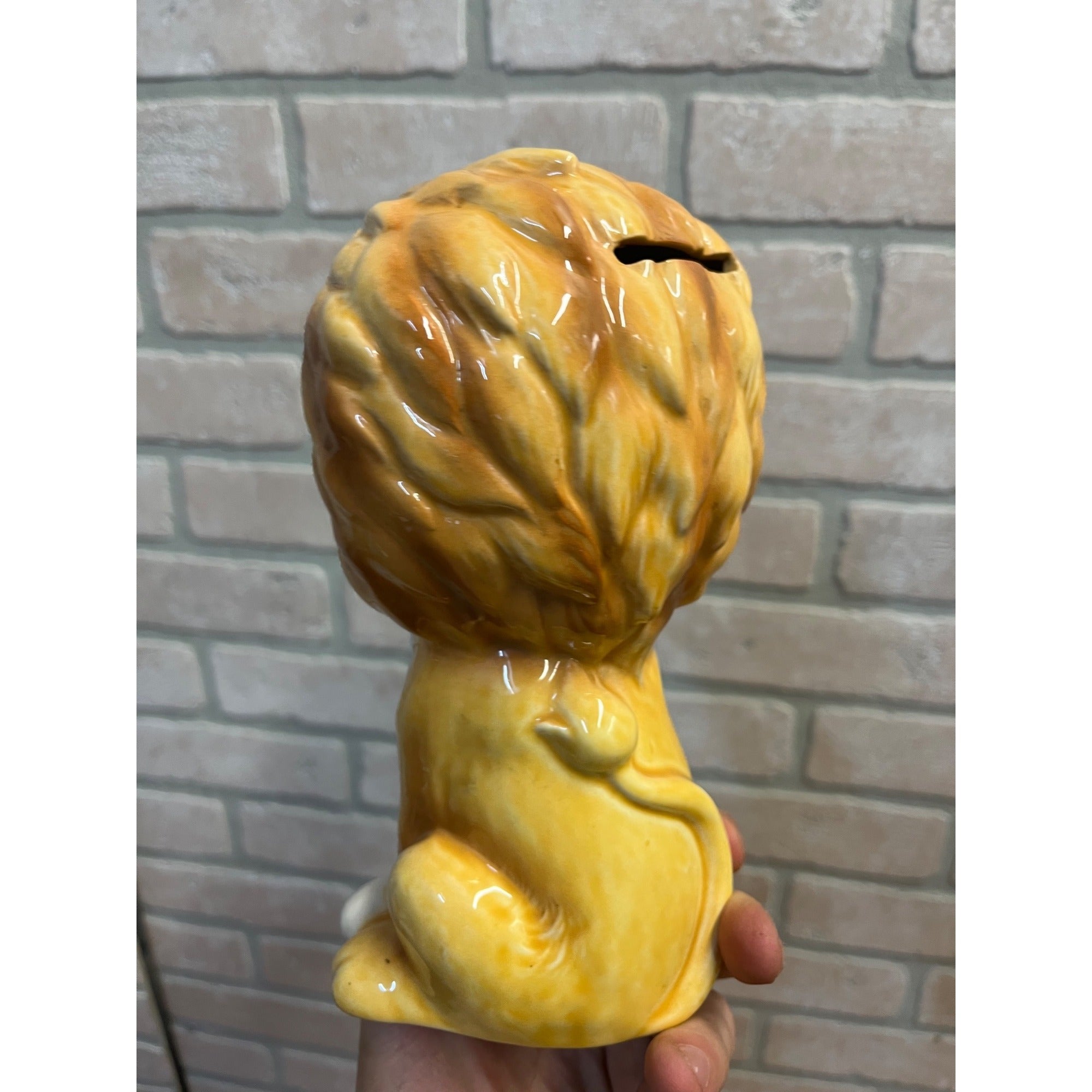 Vintage Glazed Ceramic Lion Piggy Bank Made in Japan Circa 1965 Savings Bank