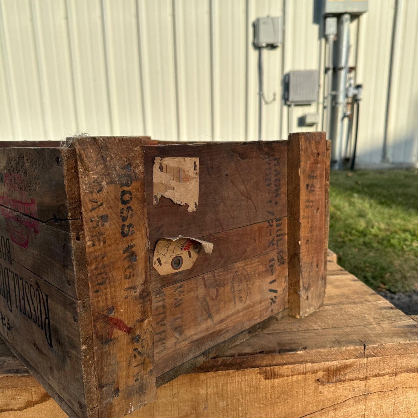 Vintage Russell, Burdsall, & Ward Bolt And Nut Co. Rock Falls, IL Wooden Crate