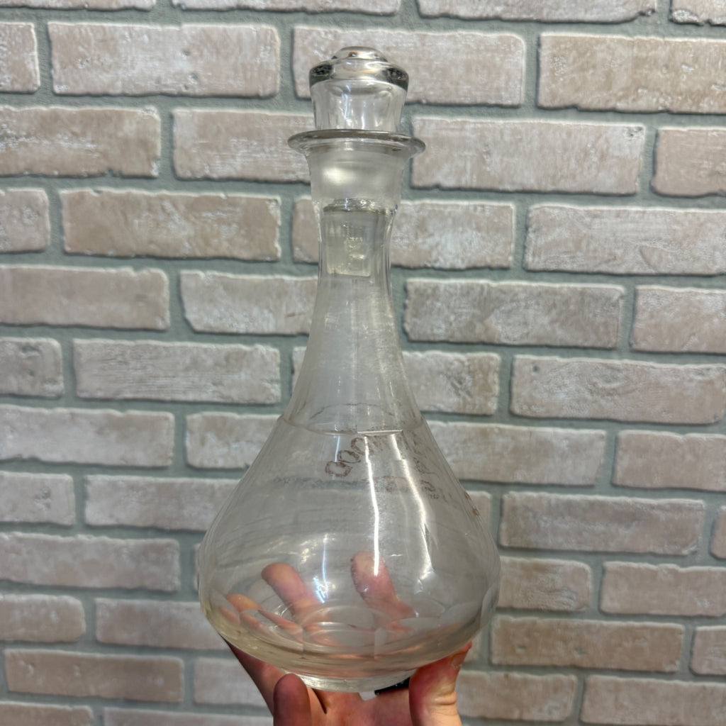 Underwood Whiskey Gold Etched 1900s Back Bar Liquor Glass Decanter Scarce Barware Whisky