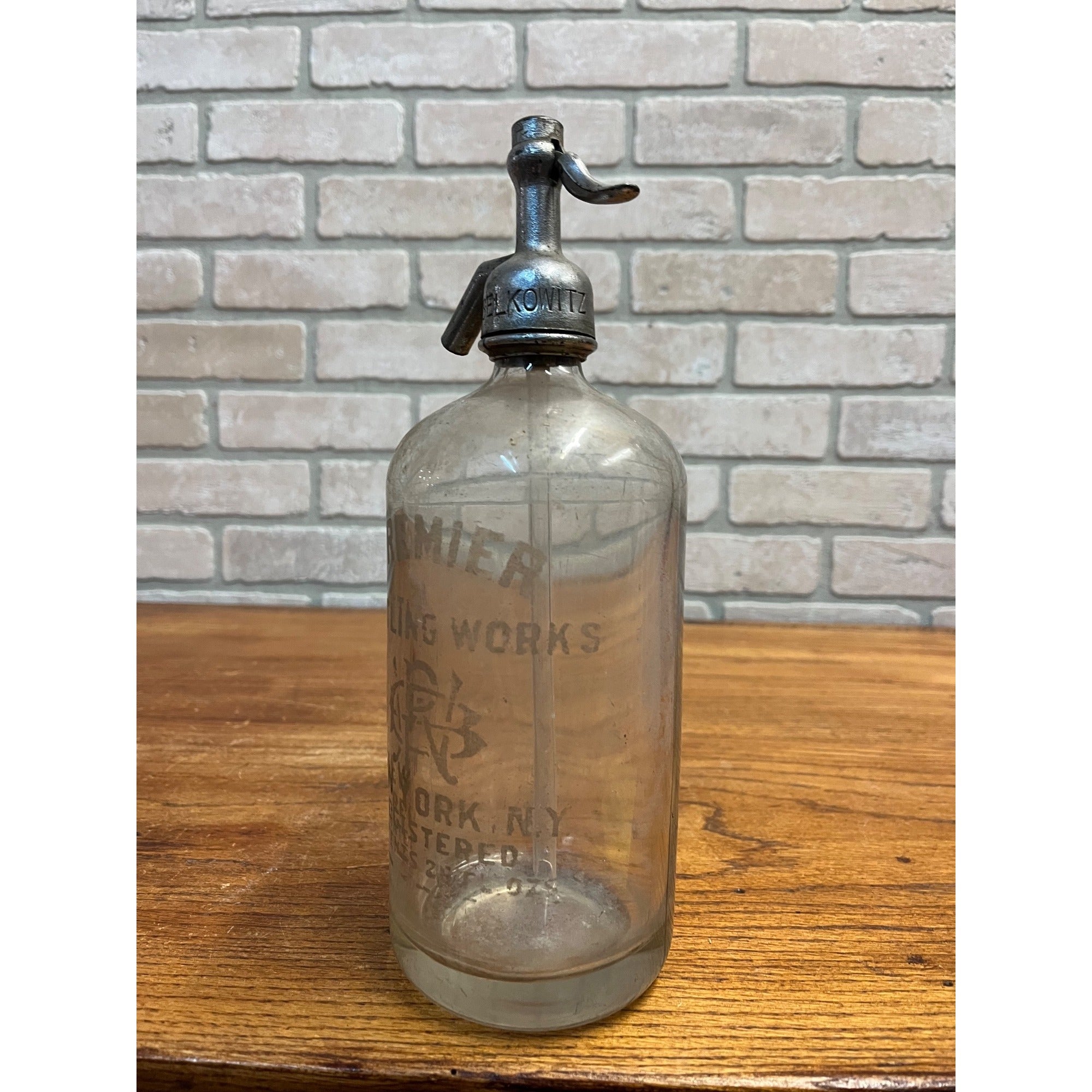 Vintage 1920s Premier Bottling Works New York NY Soda Selzter Glass Bottle