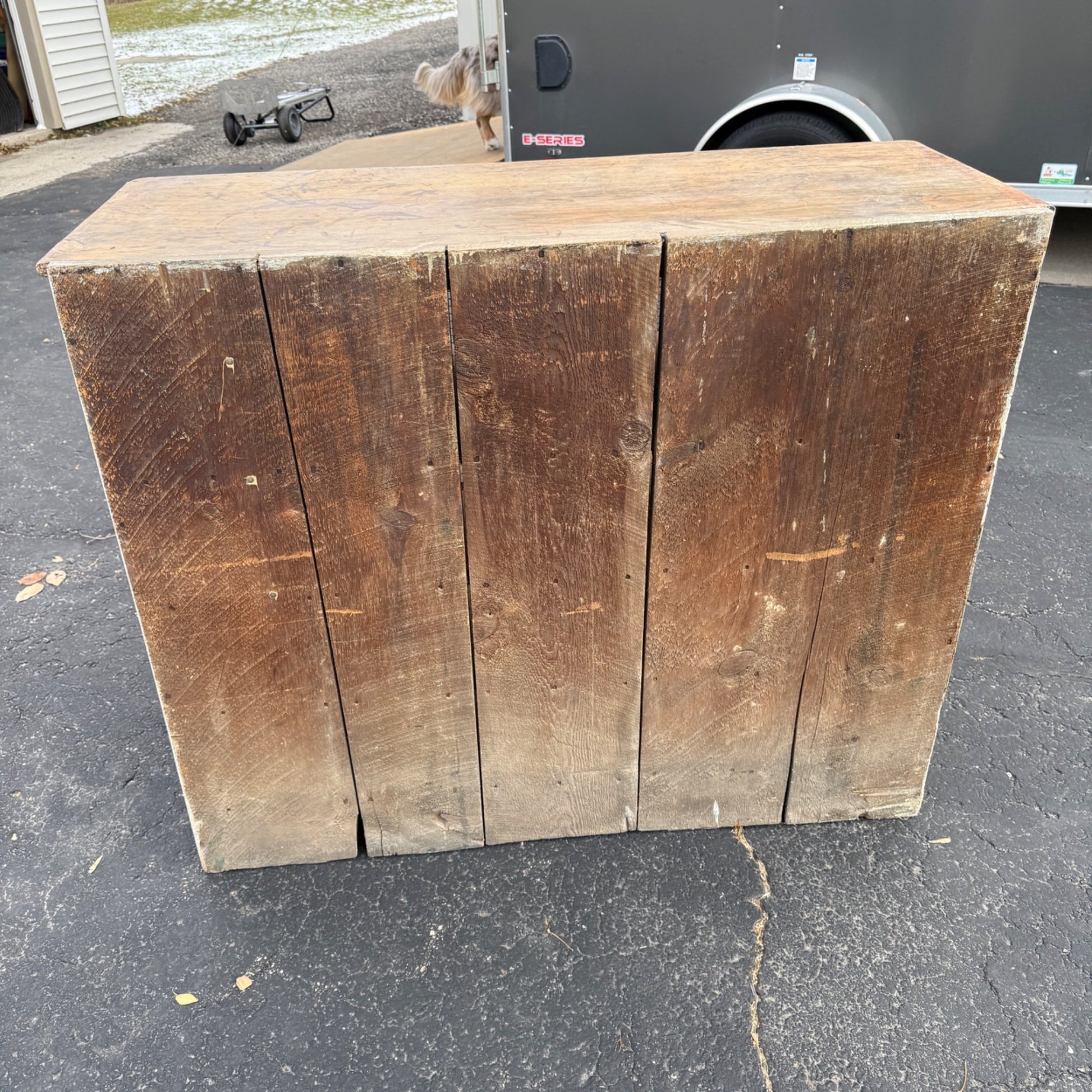 Antique Primitive Cabinet Kitchen Cupboard Chippy White Sideboard Buffet