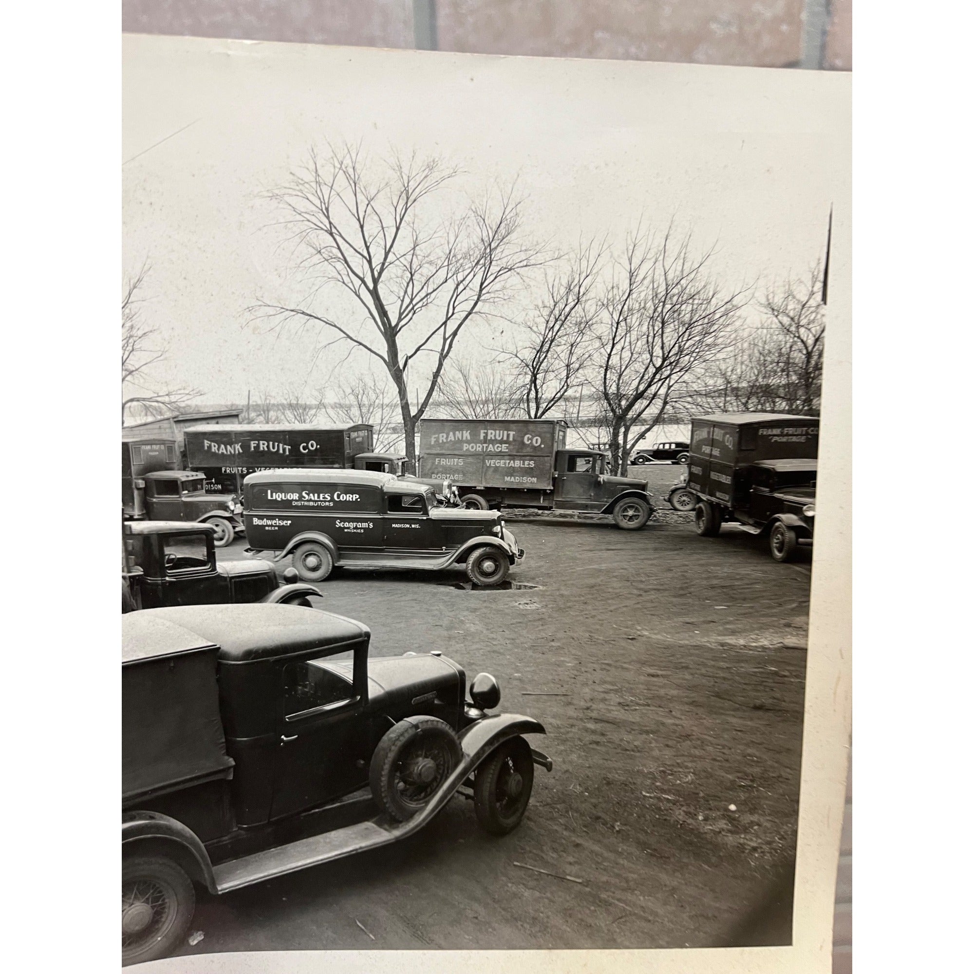 Vintage Original 1920s Promo Photograph Frank Fruit Co. Trucks Madison Wisconsin