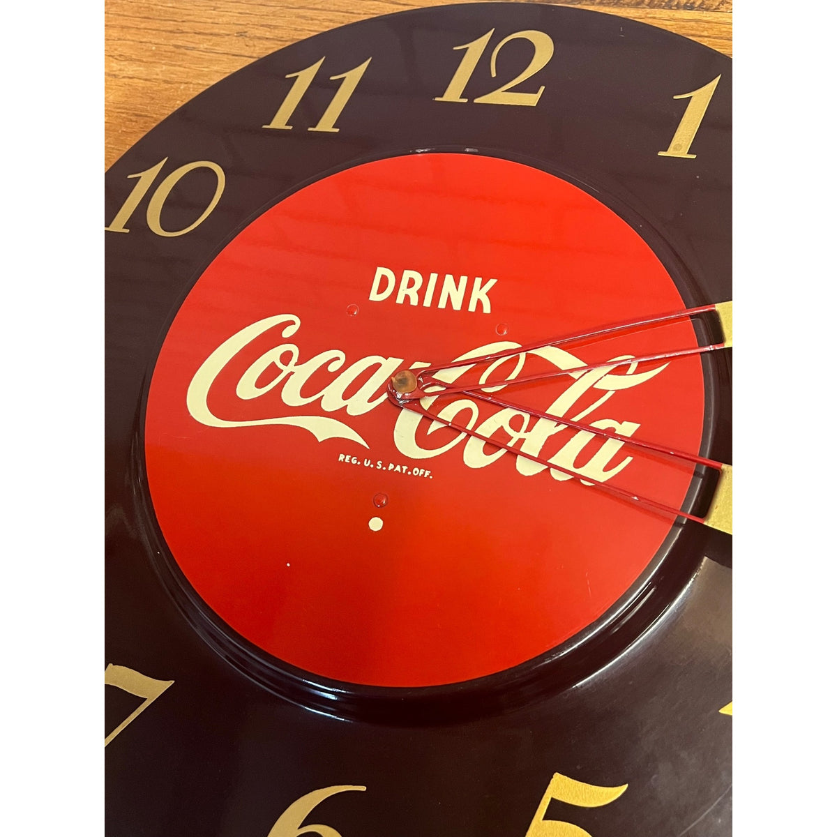 Vintage 1950s Coca Cola Metal Advertising Clock Sign - Works! - 18" Dia