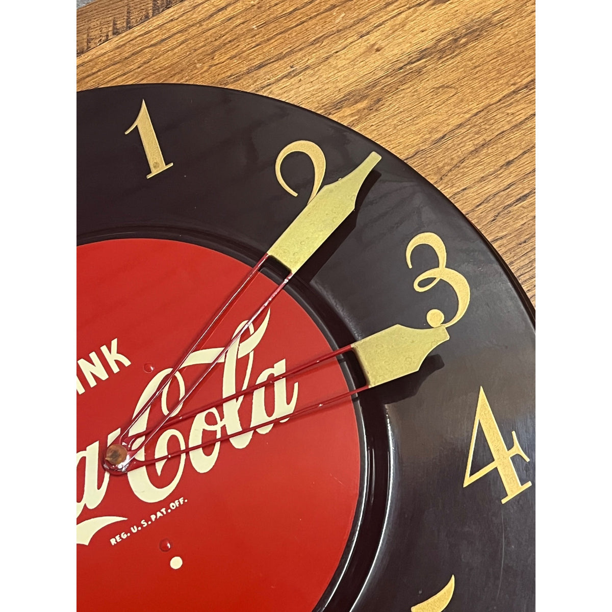 Vintage 1950s Coca Cola Metal Advertising Clock Sign - Works! - 18" Dia