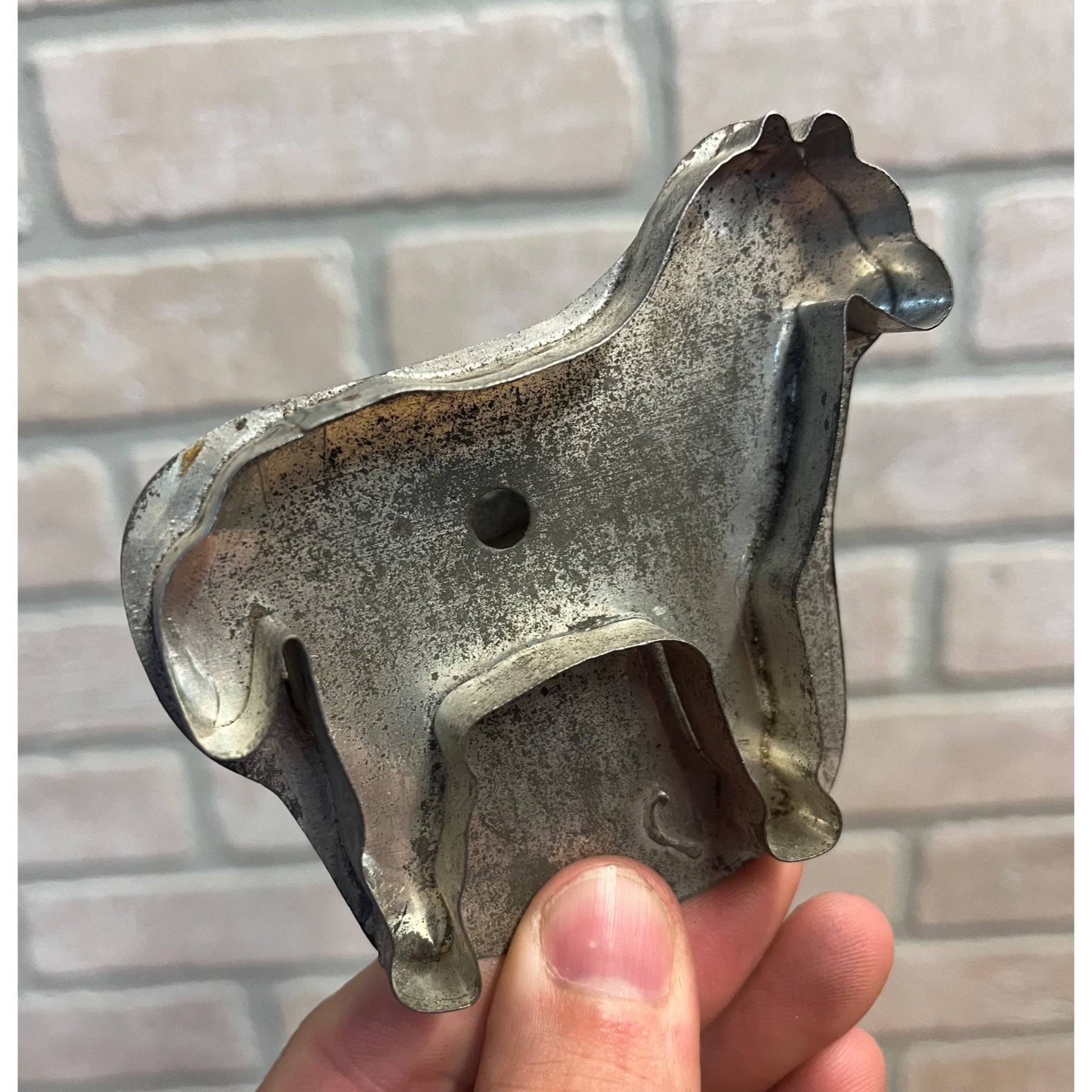 Antique Vintage Primitive Horse Pony Tin Metal Cookie Cutter Soldered Handle