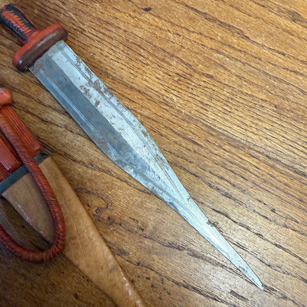 Vintage African Arm Dagger Knife & Snakeskin Sheath Tebu Tubu