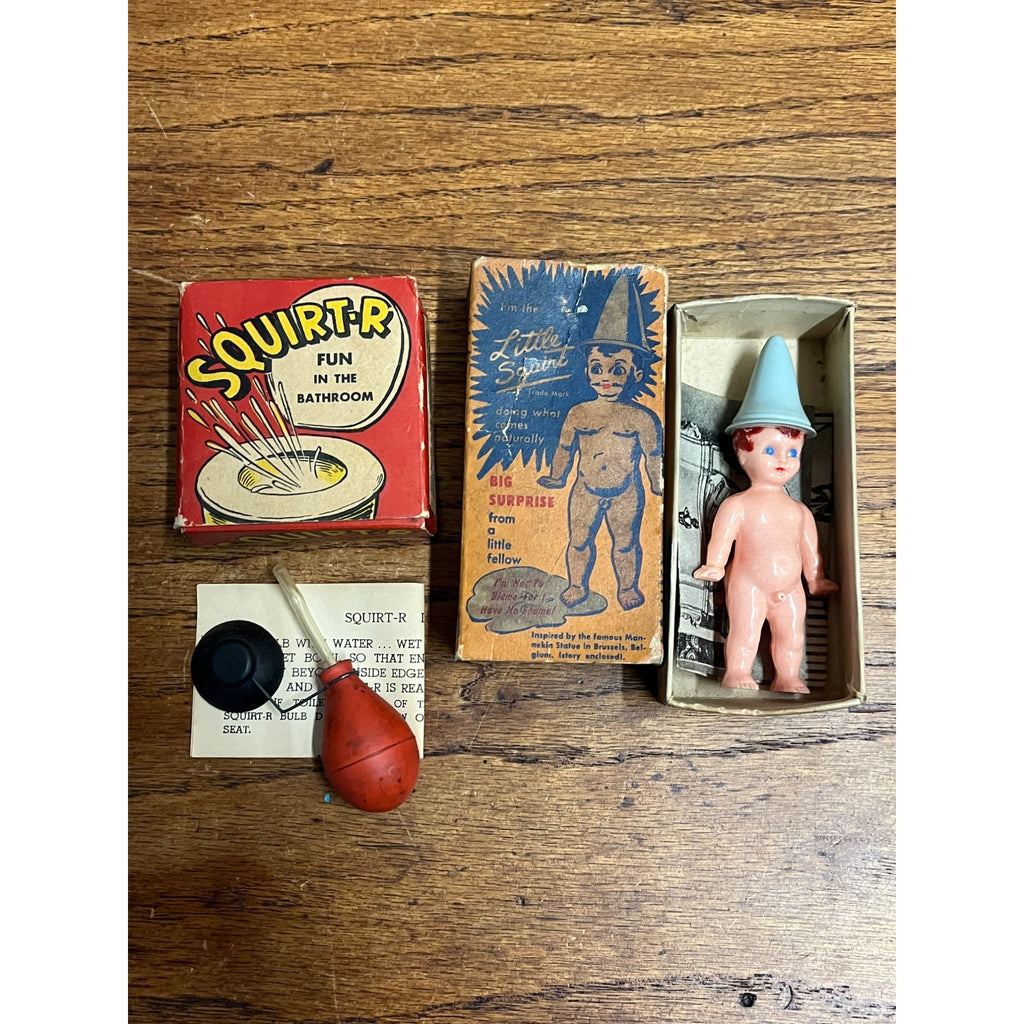 Vintage 1930s Novelty Gag Gift Bathroom Squirter + Little Squirt Doll