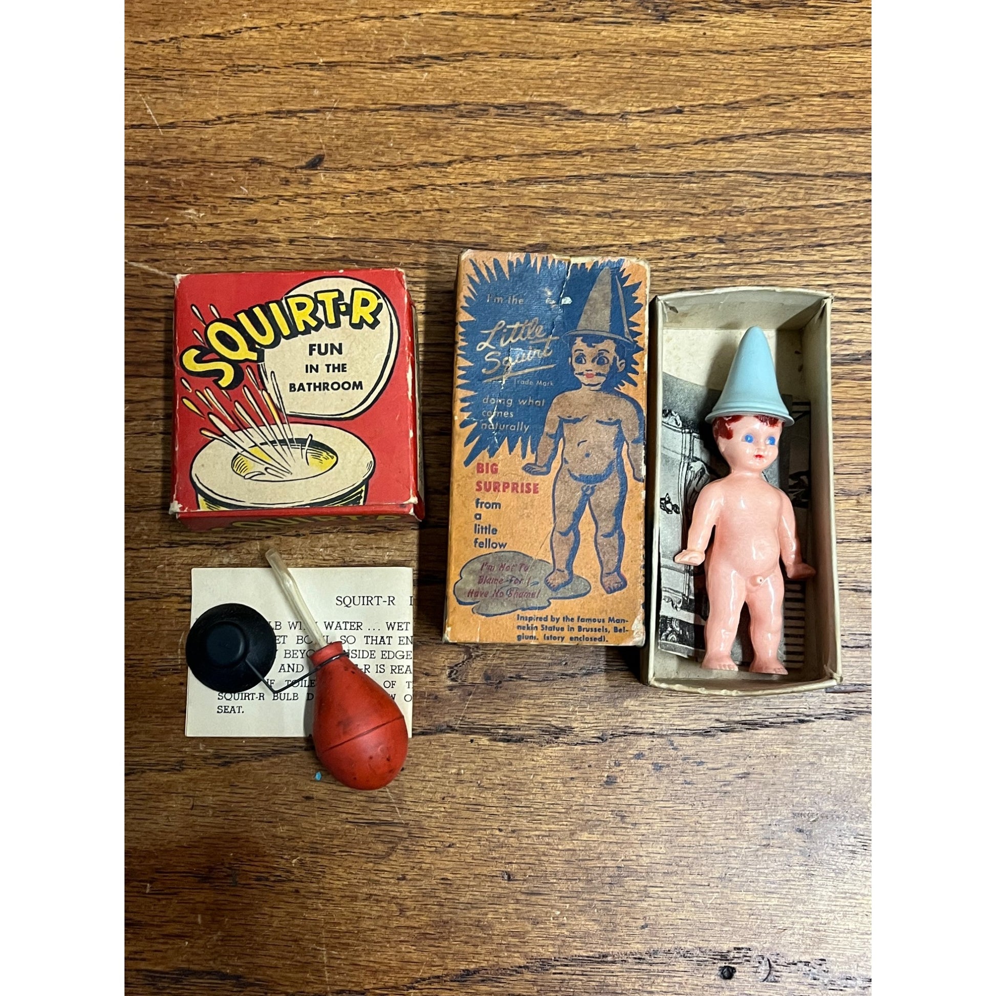 Vintage 1930s Novelty Gag Gift Bathroom Squirter + Little Squirt Doll