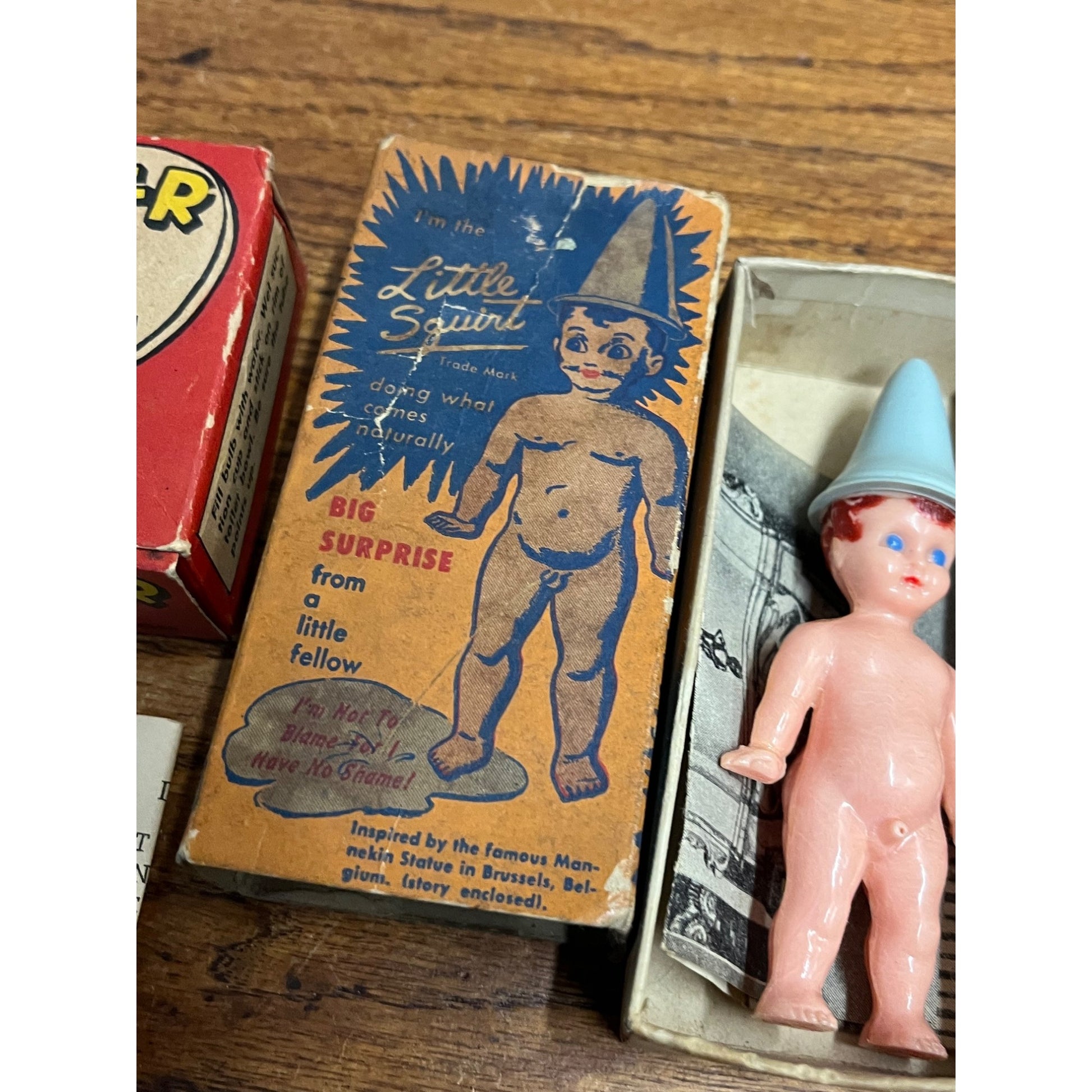 Vintage 1930s Novelty Gag Gift Bathroom Squirter + Little Squirt Doll