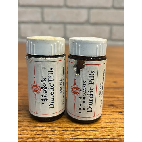 Vintage Lot (2) Wisconsin Pharmacal Co. Amber Glass Medicine Bottles Milwaukee